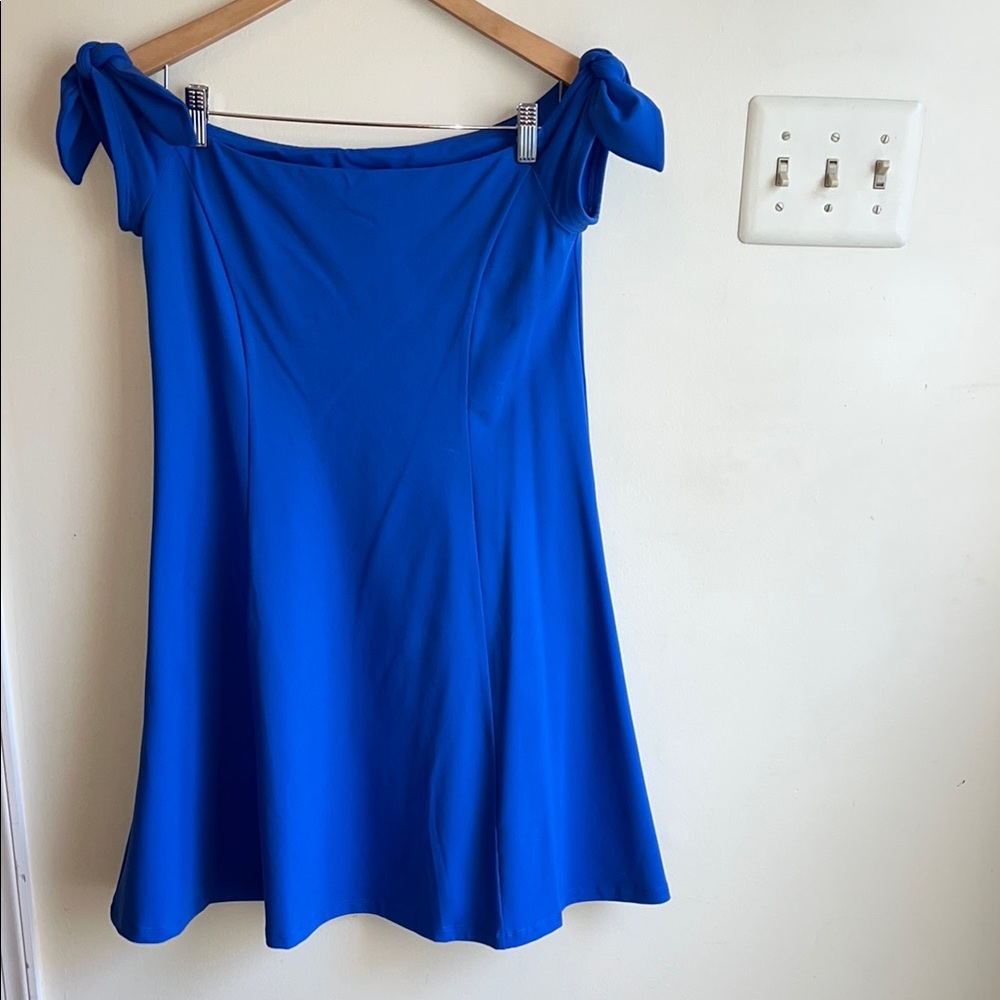 Susana Monaco Elegant Blue Off-Shoulder Dress, L